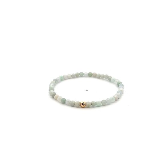 Natural Burmese Jade Gemstones Mini 3.5mm 18K Yellow Gold Bar Faceted Charm Bead - Picture 1 of 5